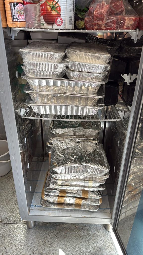 Trays of home cooked food being delivered to the IDF in Syria for Shabbat